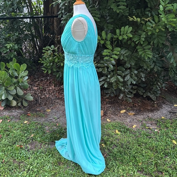 Turquoise floor length maxi dress, size 12 - Picture 3 of 6